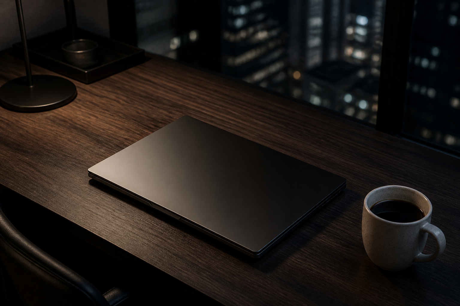 Trading desk at night